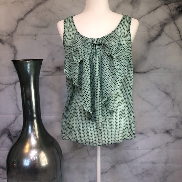 AB Studio Tops - 3/$20 Mint and Black Geometric Print Bow Blouse S